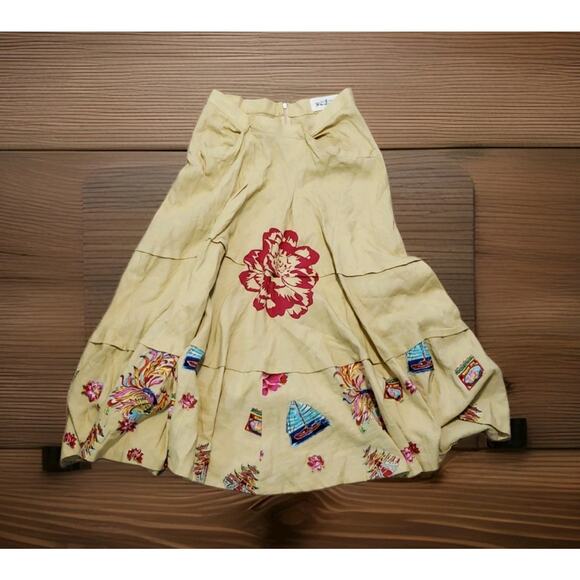 Trelise Cooper Pagoda Biege Tan Floral Embroidered Skirt Party NOWT - Picture 2 of 10